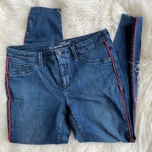 High Waisted Jeans with Red Line Down Side